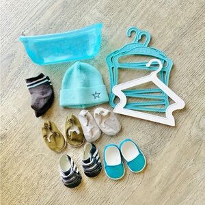 18" Boy Doll Variety of Shoes & Accessories Set